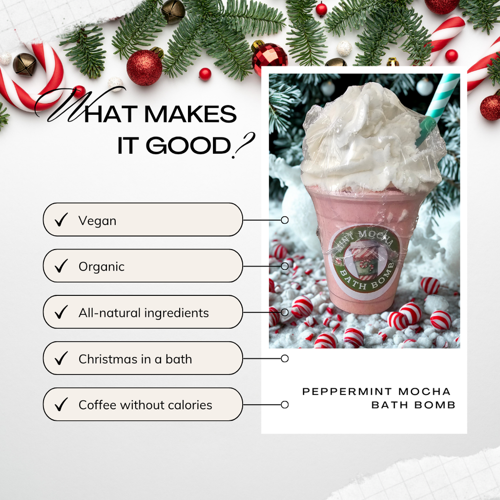Peppermint Mocha Bath Bomb with Solid Bubble Bath Bar Topping