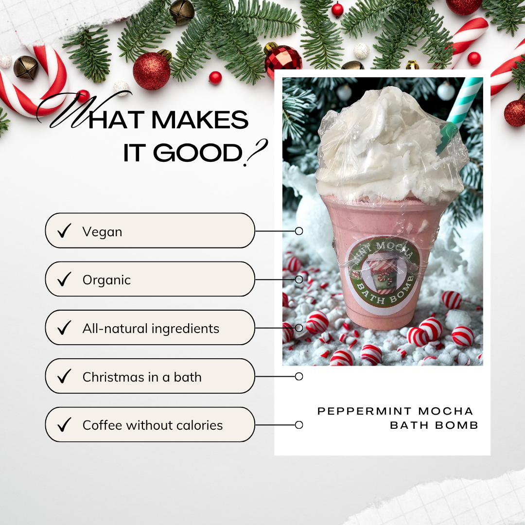 Peppermint Mocha Bath Bomb with Solid Bubble Bath Bar Topping
