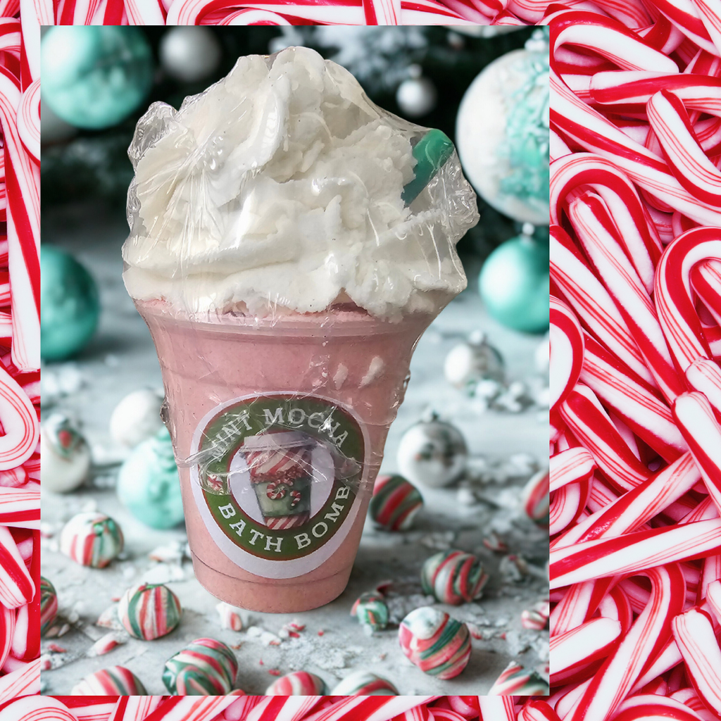 Peppermint Mocha Bath Bomb with Solid Bubble Bath Bar Topping