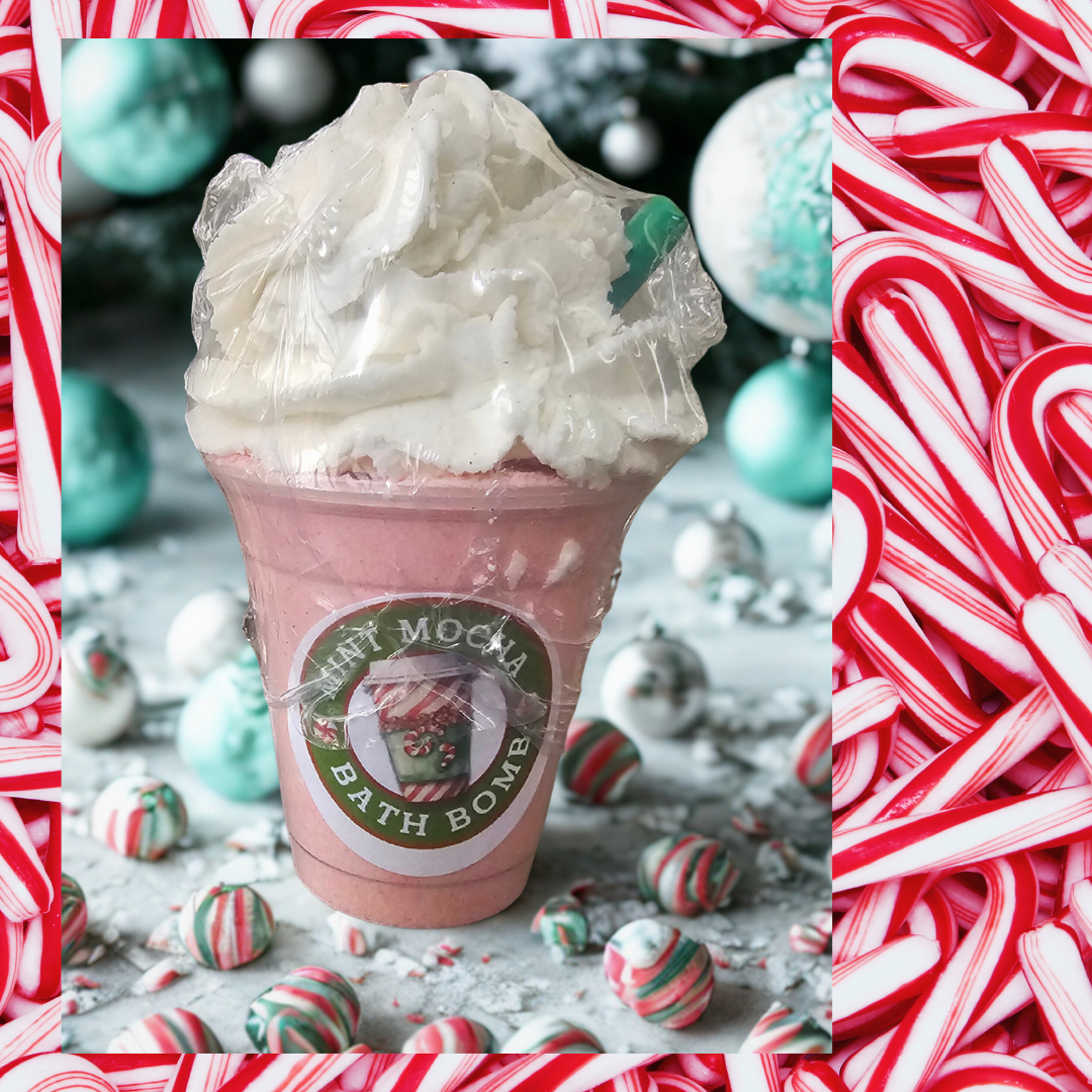 Peppermint Mocha Bath Bomb with Solid Bubble Bath Bar Topping