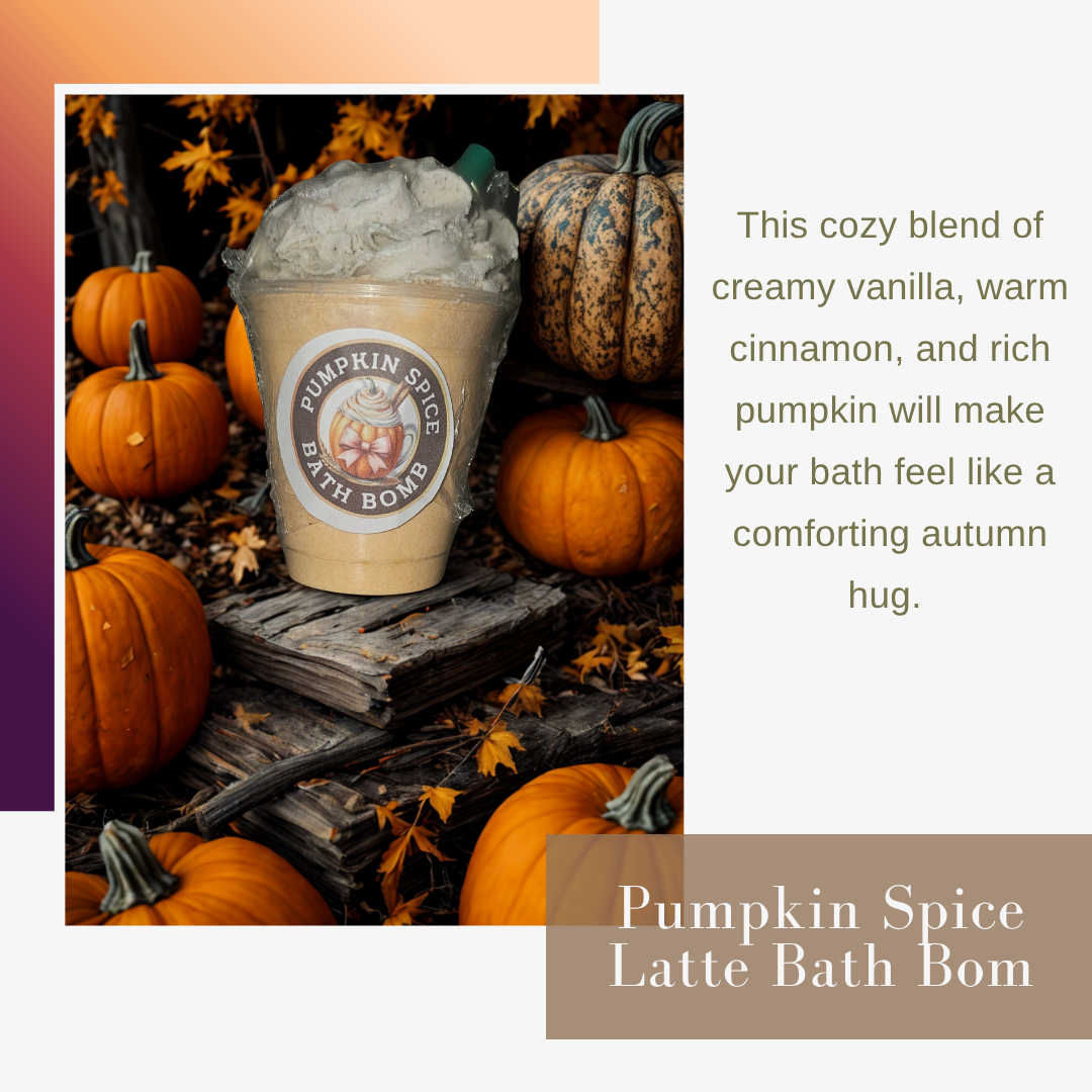 Pumpkin Spice Latte Bath Bomb with Solid Bubble Bath Bar Topping